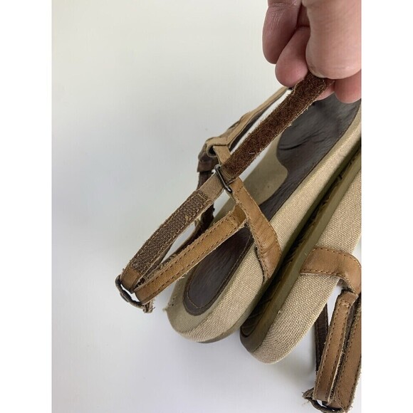 Teva Capri Brown Leather Woven T-Strap Sandals Flat Slingback 1003970 Womens 8 - Picture 13 of 14
